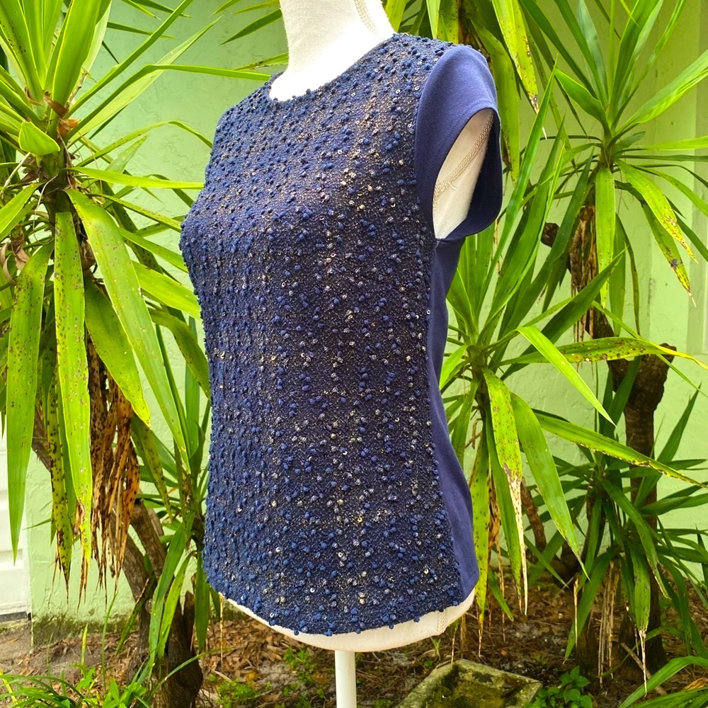 Navy Tweed Chanel like Top